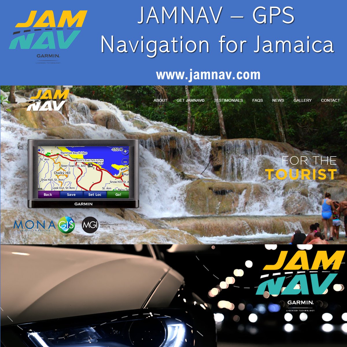 JAMNAV1's tweet photo. JAMNAV© is designed to meet all your navigational needs. 

JAMNAV is 100% compatible with @Garmin devices.

Email: info@monainformatixltd.com
Telephone: 876-977-3160-2 or 876-631-9694
Website: https://t.co/8yasiIz6cU

#gps #road #jamnav #mgi #monagis #morethanmaps #jamaica https://t.co/RCCweE3tnj
