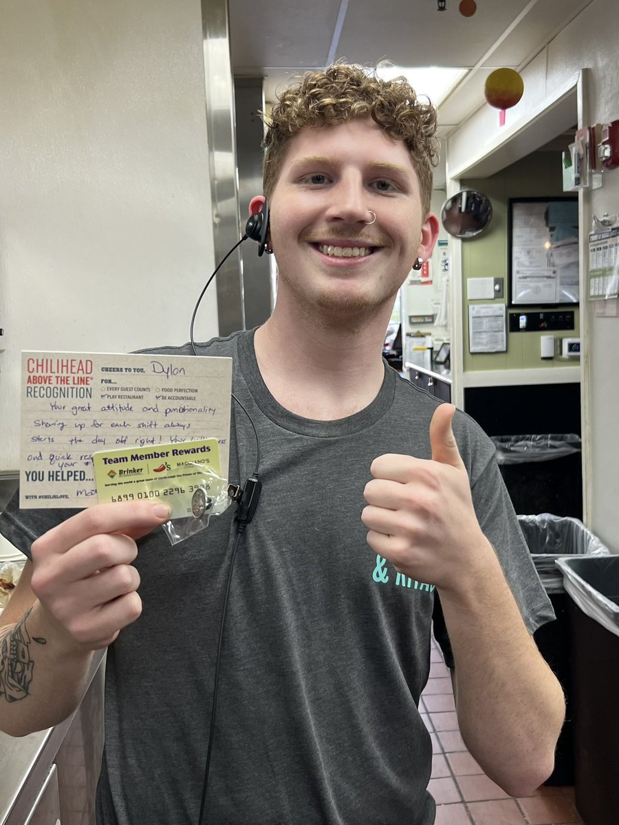 👏👏👏ATL👏👏👏
Dylan hit his 90 day mark with us! His #WinningTogether attitude is a shining example of our #Culture #PlayRestaurant #BeAccountable 
<a href="/nickjlester/">NickLester</a> <a href="/kaelalester/">Kaela Blackburn</a>  <a href="/TheChad_Chilis/">Chad Collins</a>  <a href="/neufeldjosh1/">Josh Neufeld</a>
