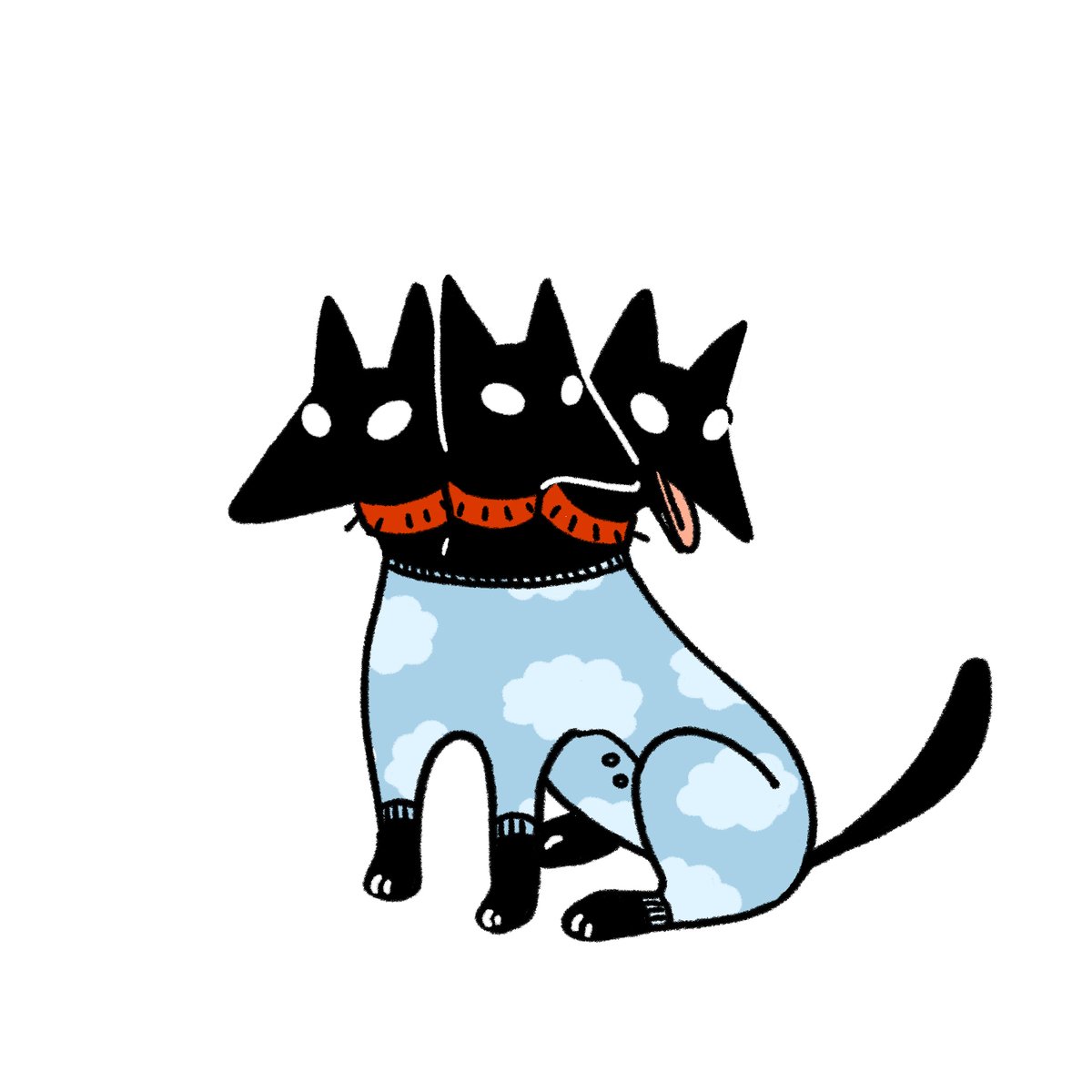 When Cerberus keeps ripping the cones off so he has to wear protection pajamas instead