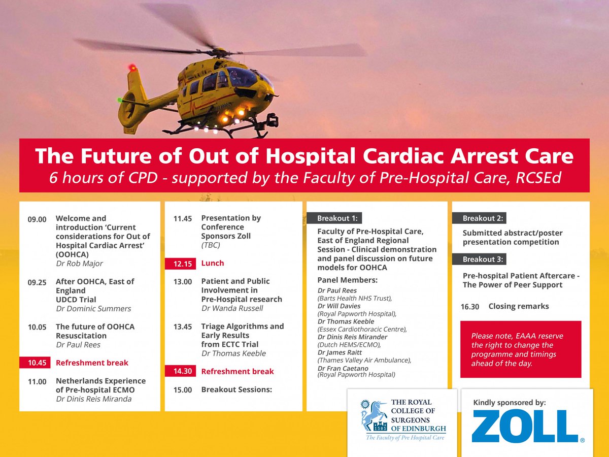 Marco Bonsano (@marcobonsano) on Twitter photo Il futuro nella gestione dell'Arresto Cardiaco Pre-ospedaliero - The future of OHCA care
L'annuale conferenza del gruppo di ricerca (RAID) dell'EAAA!
eaaa.org.uk/our-work/clini⦠<a href="/Co_SMEU/">COSMEU</a> <a href="/SIMEU_EM/">SIMEU</a> @EuropSocEM <a href="/EusemY/">EUSEM YEMD</a> <a href="/EAAARAID/">EAAA RAID Group</a> <a href="/EastAngliAirAmb/">East Anglian Air Ambulance</a> #emergencymedicine #phem Il futuro nella gestione dell'Arresto Cardiaco Pre-ospedaliero - The future of OHCA care
L'annuale conferenza del gruppo di ricerca (RAID) dell'EAAA!
eaaa.org.uk/our-work/clini⦠<a href="/Co_SMEU/">COSMEU</a> <a href="/SIMEU_EM/">SIMEU</a> @EuropSocEM <a href="/EusemY/">EUSEM YEMD</a> <a href="/EAAARAID/">EAAA RAID Group</a> <a href="/EastAngliAirAmb/">East Anglian Air Ambulance</a> #emergencymedicine #phem