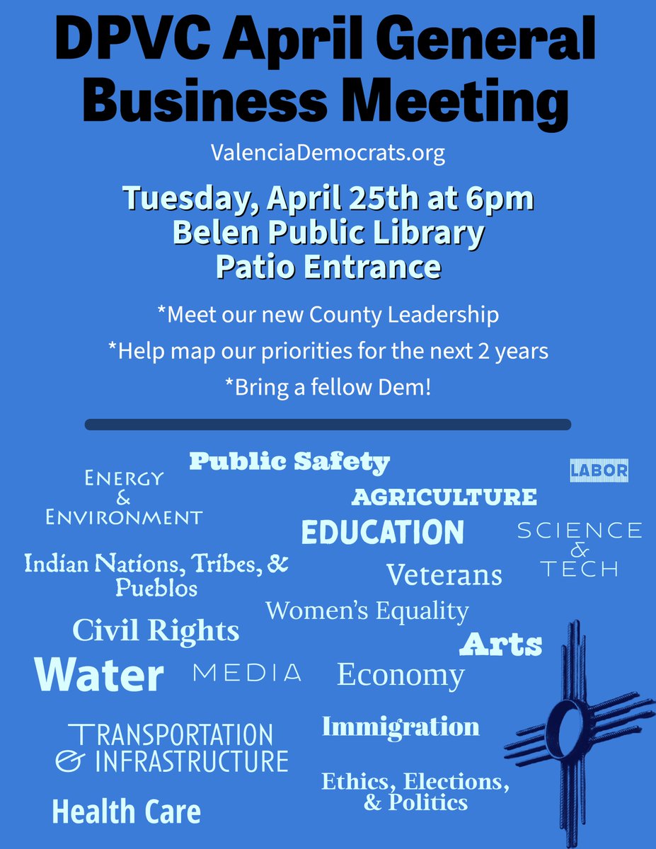 dpvcnm's tweet photo. We are thankful to our past leadership, @pamnmdolphin laid a strong foundation for ValCo! We welcome our new leadership, @summerrayne will help keep us moving forward! We hope to see all #ValCoDems 4/25 @ 6pm at @BelenPublic Library for our first meeting! https://t.co/LITidFm0lT
