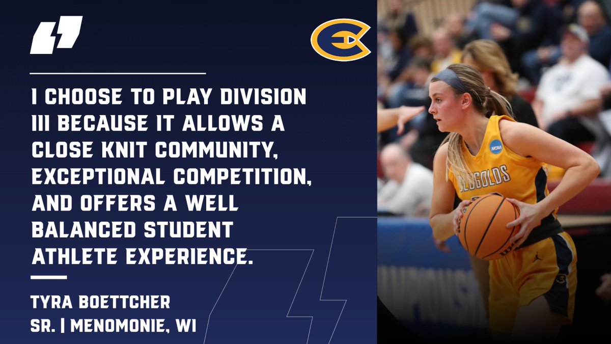 🔵Blugold Student-Athlete Testimonial🟡
Check out the link below to find out how to support <a href="/UWECWBB/">UW-Eau Claire Women’s Basketball</a>! #D3week 
🔗impact.uwec.edu/project/36746