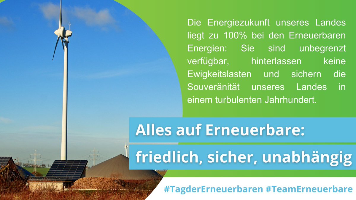 BWPev's tweet image. Ohne #Erneuerbare geht bei der #Zeitenwende im Energiesektor nichts: Erneuerbarer Strom ist ebenso wie für die Industrie und die Mobilität auch das souveräne Rückgrat unserer künftigen Wärmeversorgung! - Zu 100 Prozent! #TagderErneuerbaren #TeamErneuerbare