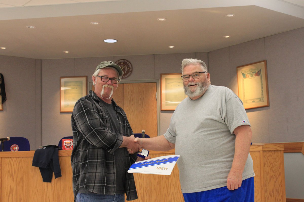 Years of Service Pins. John Thompson=65 and Dave Chaney=55