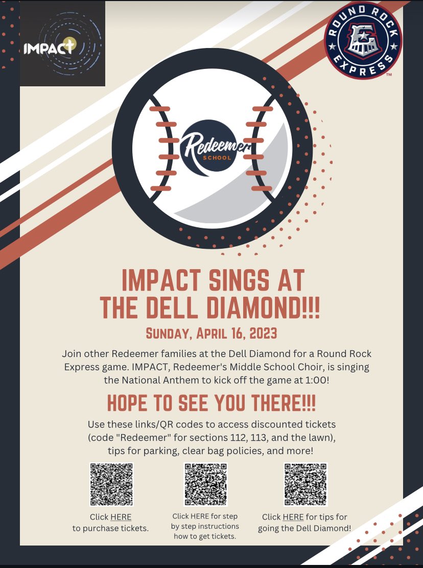 RedeemerSchool's tweet photo. Join us at the @RRExpress on Sunday! Our Middle School Choir - IMPACT is performing the National Anthem! Wear a Redeemer t-shirt! https://t.co/c0XvKnlU47