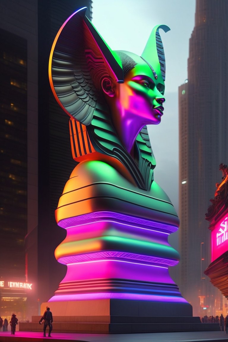 Good night 💫 #NFT #NFTCommunity #AIart #cyberpunk #Sphinx #Egypt #Sculpture #ArtSculpture
