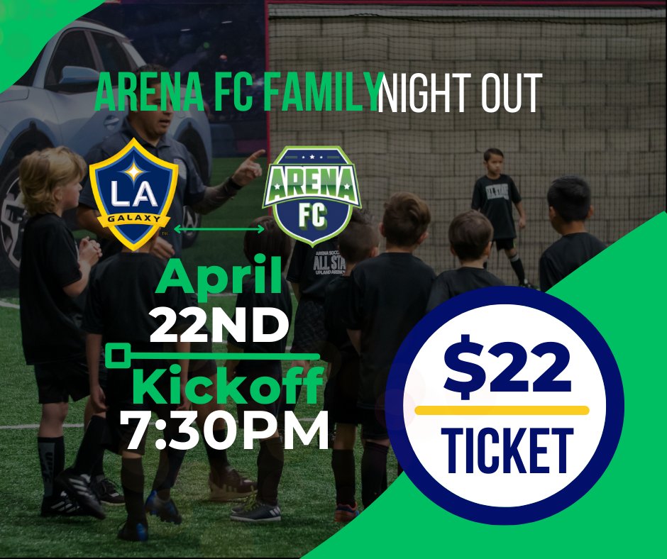 Arena FC will be having their family night out on April 22nd at the LA Galaxy game
#Uplandsportsarena