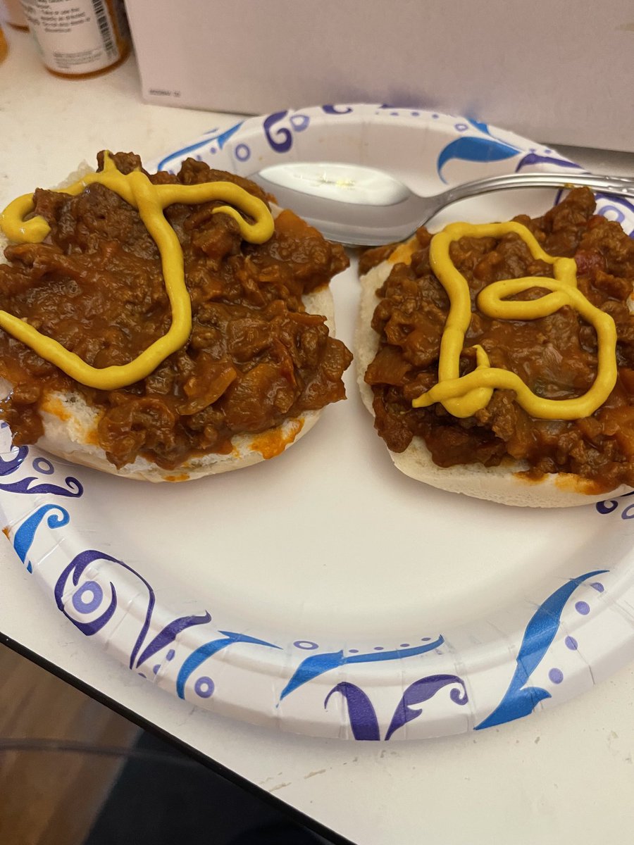 Dinner tonight is Manwich with French‘s mustard.