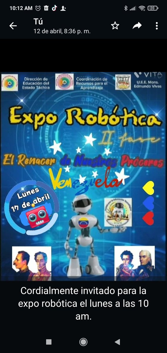UeeEdmundo's tweet photo. Expo robótica institucional exhibición y presentación de prototipos electrónicos con movimiento de próceres, heroínas y objetos de la época. https://t.co/dpfBcjf3k2