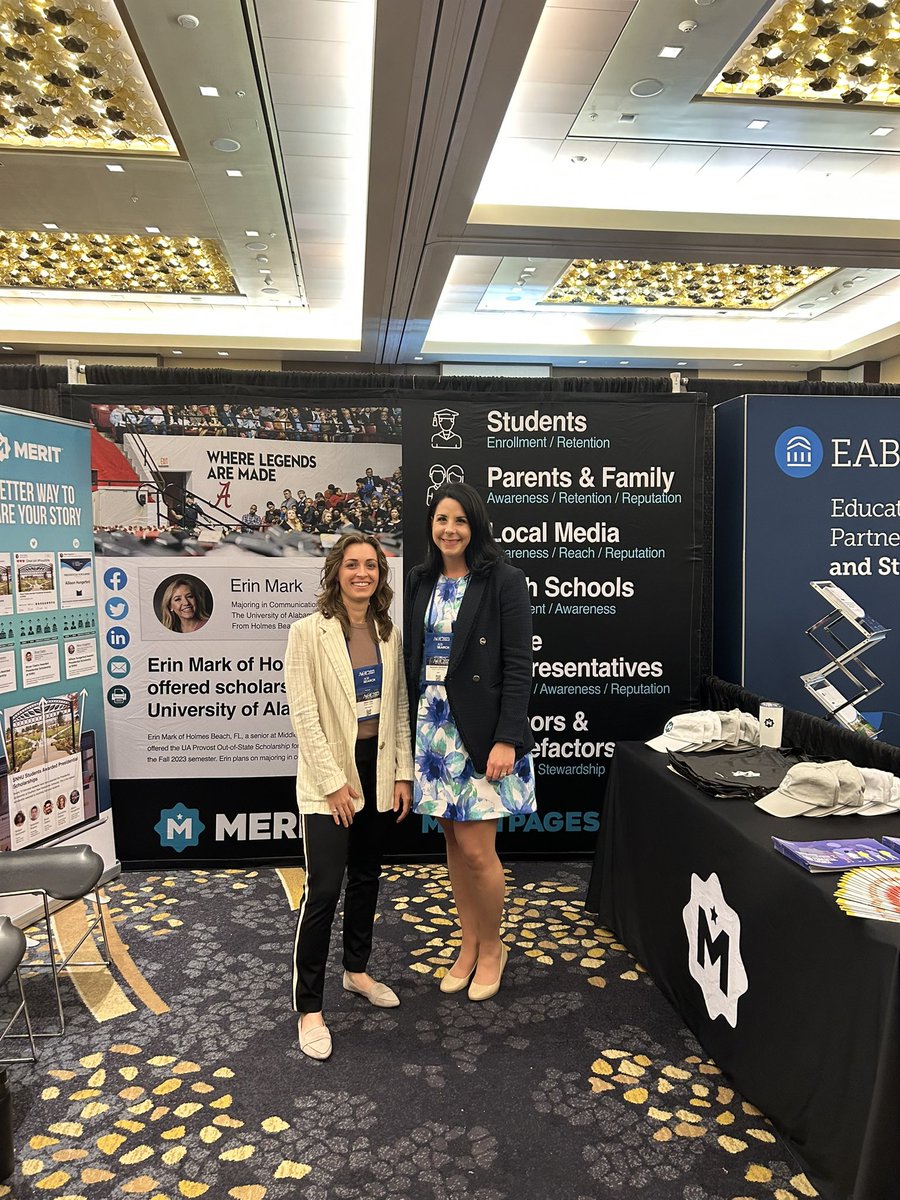 Out team enjoying Day 1 of #ACE2023! Stop by booth #803 to see how Merit’s software drives enrollment, increases donors, funding, and improves your institution’s visibility with targeted media placements of student success stories! 

<a href="/ACEducation/">ACE</a> #HigherEd