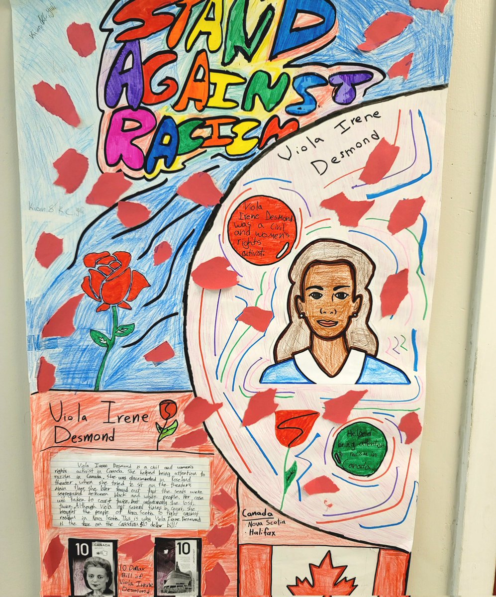 BleeTeach's tweet photo. I am amazed by the fabulous posters created by Mr. Kashima's Division 3 here @maywoodSD41! These thoughtful and impactful pieces showcase prominent Black Canadians and are hung up around the school. @burnabyschools https://t.co/30rcPO9kgz