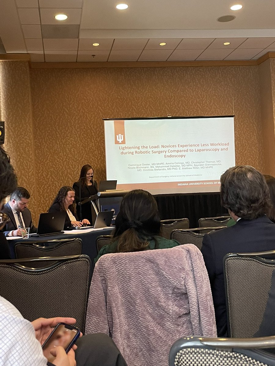Collaboration of Surgical Education Fellows (@surgedfellows) on Twitter photo <a href="/DomDoster/">Dom Doster, MD, MHPE</a> <a href="/AmeliaCollings/">Amelia Collings, MD</a> <a href="/IU_Surgery/">Indiana Surgery -Indiana Univ School of Medicine</a> crushing a super interesting presentation on cognitive load difference between robotic, laparoscopic, and endoscopic tasks - should we consider training robotics earlier ?? š¤ <a href="/DomDoster/">Dom Doster, MD, MHPE</a> <a href="/AmeliaCollings/">Amelia Collings, MD</a> <a href="/IU_Surgery/">Indiana Surgery -Indiana Univ School of Medicine</a> crushing a super interesting presentation on cognitive load difference between robotic, laparoscopic, and endoscopic tasks - should we consider training robotics earlier ?? š¤