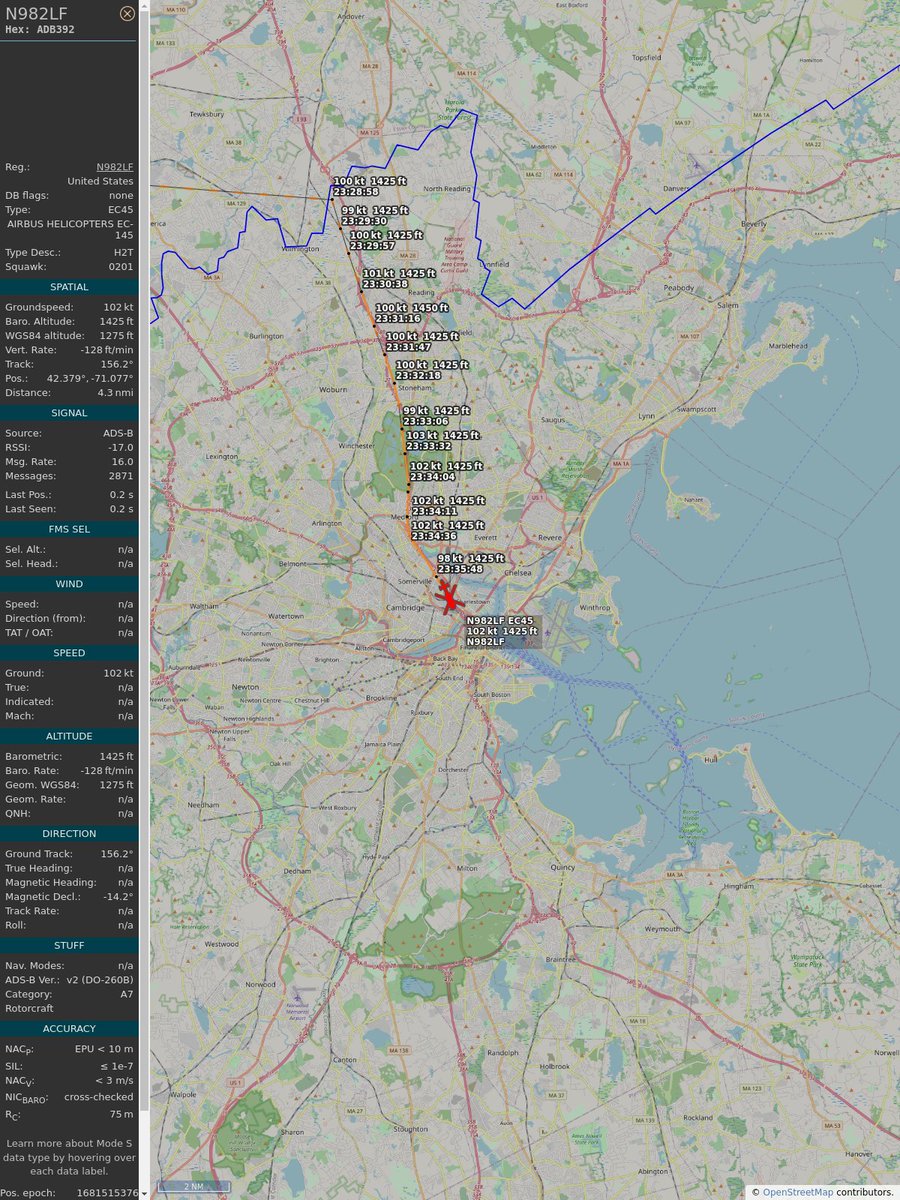 AboveMedford's tweet image. ICAO: #ADB392
Flt: #N982LF #AIRMETHODS
First seen: 2023/04/14 19:34:07
Min Alt: 1425 ft MSL
Min Dist: 0.16 mi

#planefence #adsb - planefence.com/medford
globe.adsbexchange.com/?icao=adb392