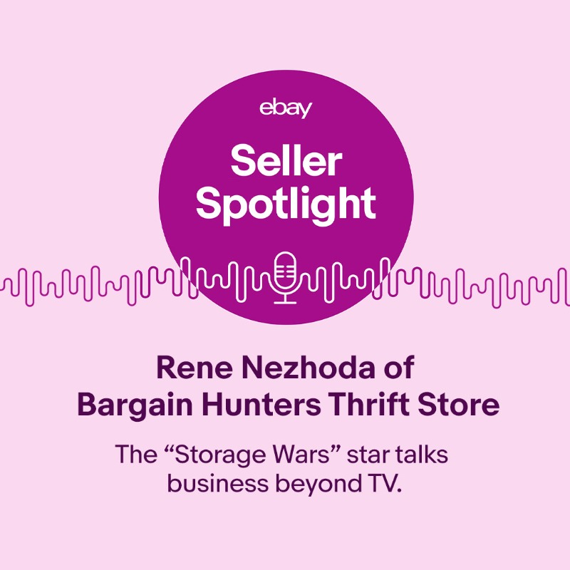 eBay's tweet image. Meet #StorageWars star Rene Nezhoda. He turns trash into treasure for his eBay store, Bargain Hunters Thrift Store. On this week’s #SellerSpotlightPodcast episode, we learn how Rene found himself on the show and why he chose eBay to get his inventory moving.