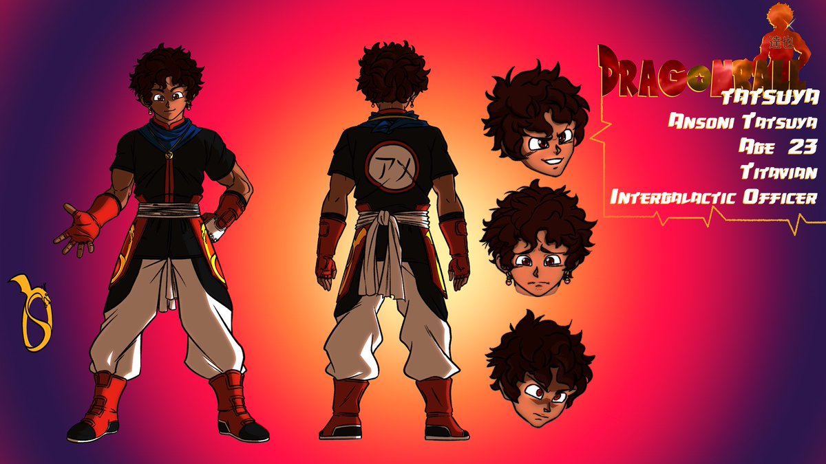 BigAntDJR's tweet image. Finally, after all of this time I have my main Dragon Ball OC fully redesigned to my liking. Special shout-out to @Nat_Artz for drawing this out for me and @RedPgx for the little bio on the right.

Say hello to the all new Ansoni Tatsuya!