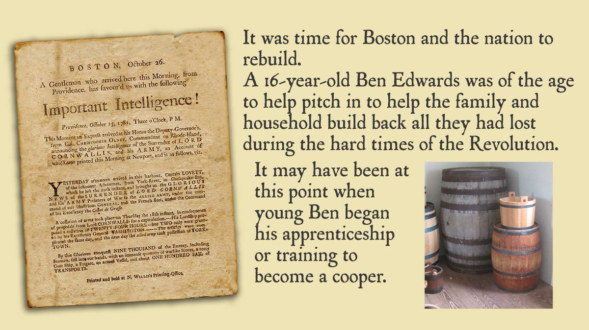 CortSkinner's tweet photo. Ben was 16 when this Boston broadside announced Cornwallis’ surrender at Yorktown on October 19, 1781. It had been 8 years of privation, and Boston’s economy was suffering. The Treaty of Paris was signed in 1783 which officially ended the war. #BenEdwards #OneAprilinBoston https://t.co/dbPYgVXzxk