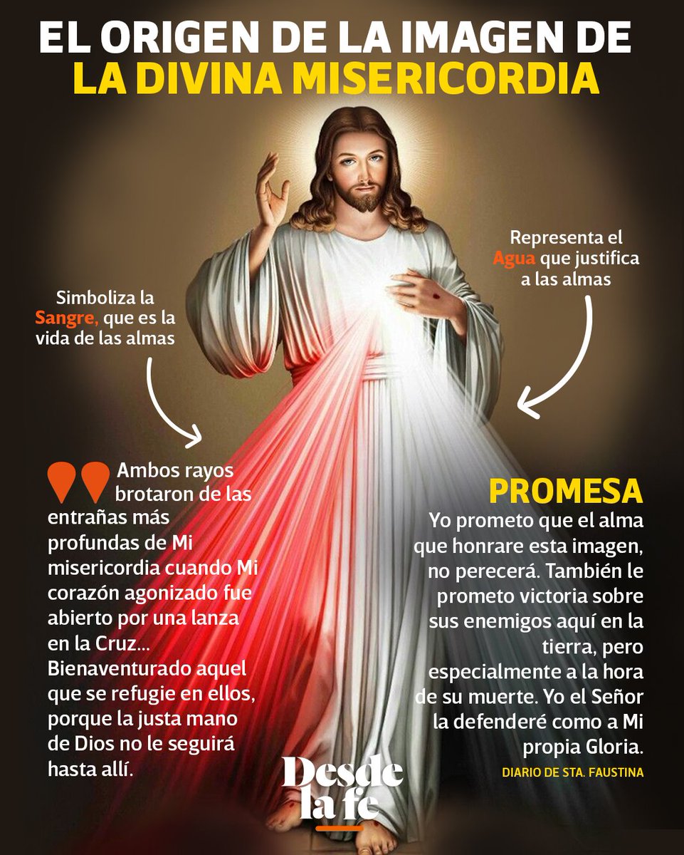 DesdeLaFeMx's tweet photo. La imagen del Señor de la #DivinaMisericordia le fue revelada a santa Faustina Kowalska en 1931, y Jesús mismo le pidió que la pintara. 😇 Conoce aquí los Papas que han sido devotos de su imagen: https://t.co/l2ymsRZKTn https://t.co/zGifemewCd