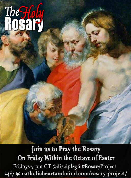 +JMJ+ Welcome to our live Rosary thread! Join us to pray the Rosary on Friday in the Octave of Easter. +JMJ+

He is risen, alleluia!

#CatholicTwitter #RosaryProject #FridayOctaveOfEaster #GloriousMysteries