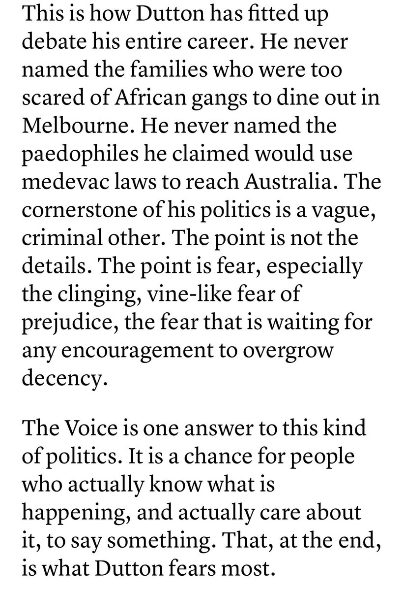 A completely accurate distillation of Peter Dutton’s  fear campaign over the Voice. Well done #saturdaypaper
