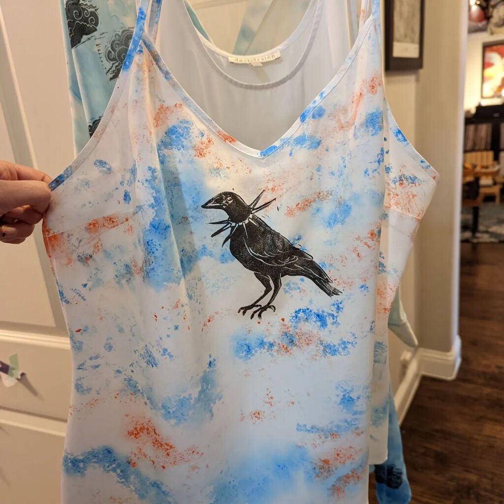 Getting ready to do an art show pop up tomorrow and just curious.. how much would you expect hand done art shirts like these to cost? 
(Also tomorrow 9-4 in downtown Plano, parking lot behind @vickery_park_plano /across from @dartdaily station, come see … instagr.am/p/CrCJ8BLPGYe/