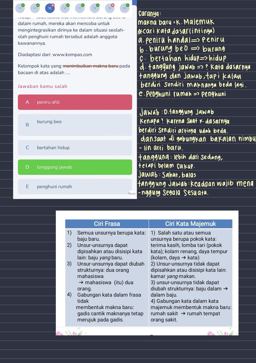 mikeurmine's tweet image. sedikit tips cara ngerjain soal menimbulkan makna baru.