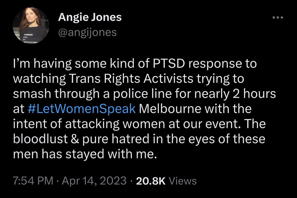 LilahRPGtt's tweet photo. I'm having some kind of PTSD response to watching you and your buddies happily stand alongside sieg heiling and goose stepping Nazis, whilst we were brutalised by cops for trying to remove them.

Also, this was me that day.

"I have the eyes of a killer, Bella." https://t.co/ZyT9HjqmPJ
