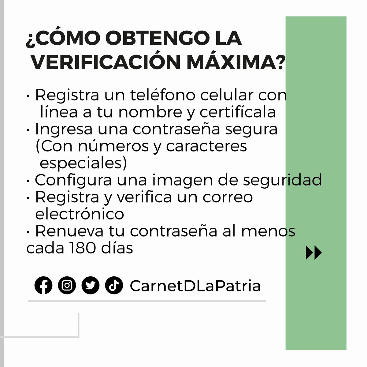 CarnetDLaPatria's tweet photo. #SabíasQue, es de suma importancia mantener al máximo el nivel de verificación de tu perfil de usuario en la #PlataformaPatria. 

Aquí te explicamos por qué.

#MaduroLealtadYVictoria #14Abr https://t.co/rM5fi8B1ZK