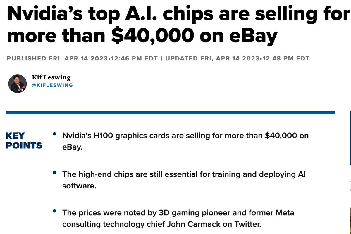 Markets & Mayhem on Twitter "NVDA's H100 is hot according to CNBC