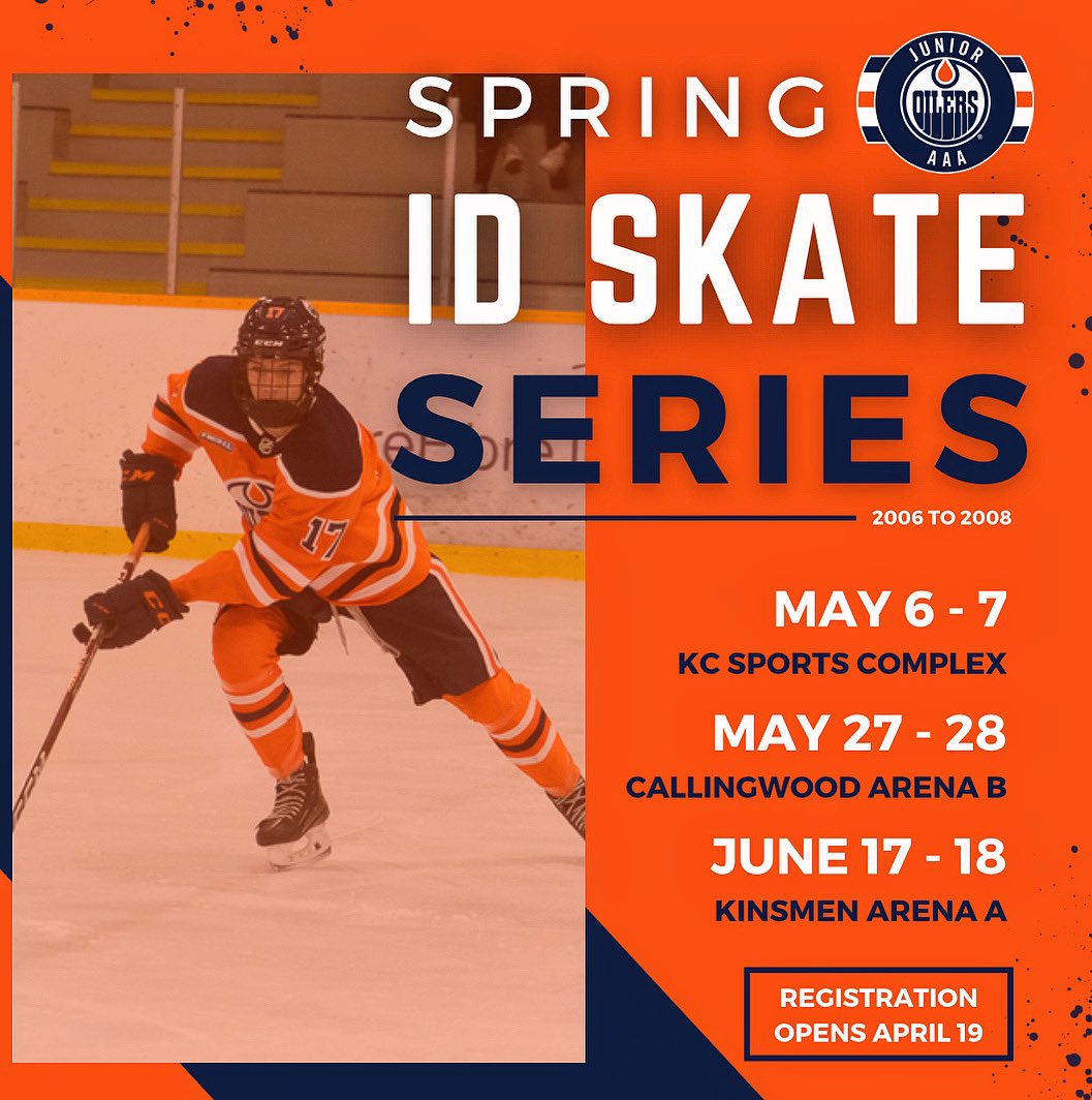U18 AAA Junior Oilers Orange and Blue ID Skate Series 

➡️ More details and registration: April 19

#junioroilers | #hockeyedm | #letsgooilers  | #AEHL | #BeAnOiler