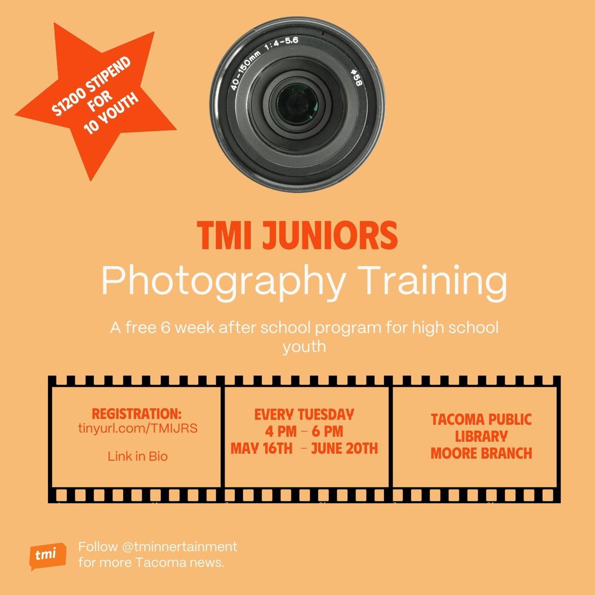 We are officially launching our first youth program thanks to Tacoma Creates!!! Register at tinyurl.com/tmijrs