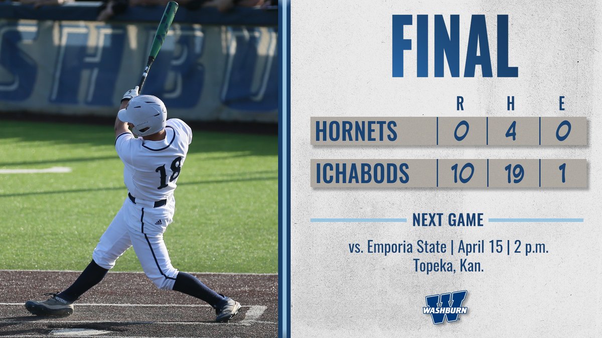 IchabodBSB's tweet photo. FINAL/8 innings | Easton Bruce hits a two-run triple to finish off the run-rule win against Emporia State! He was 3-5 with four RBI and one run scored! #GoBods https://t.co/linI0UhTSy
