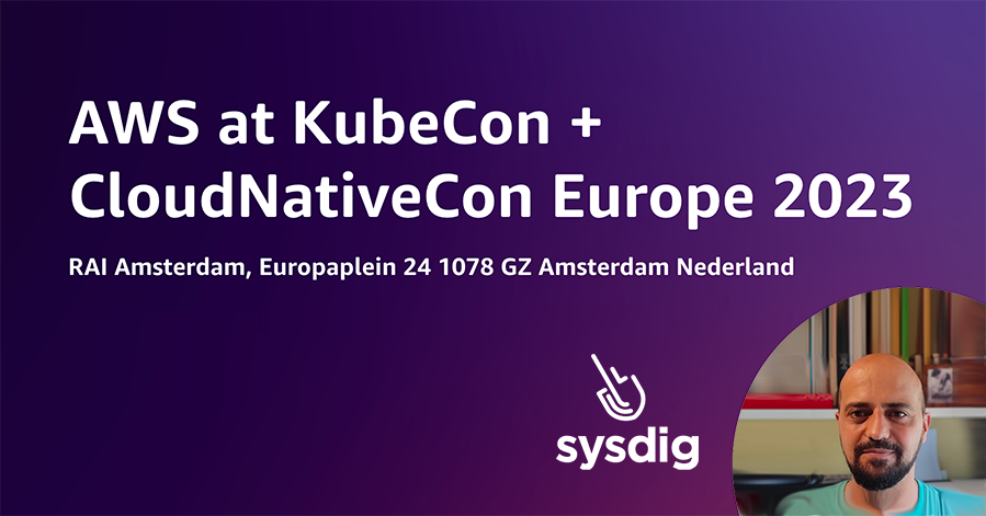 ercarter's tweet photo. Team Sysdig is looking forward to #KubeCon. Drop by the @awscloud booth on Weds from 10:30am-1:30pm to chat with @manuelbcd for his guest spot to talk about @sysdig https://t.co/bzMLGhEC7W https://t.co/tCW7uO55fd