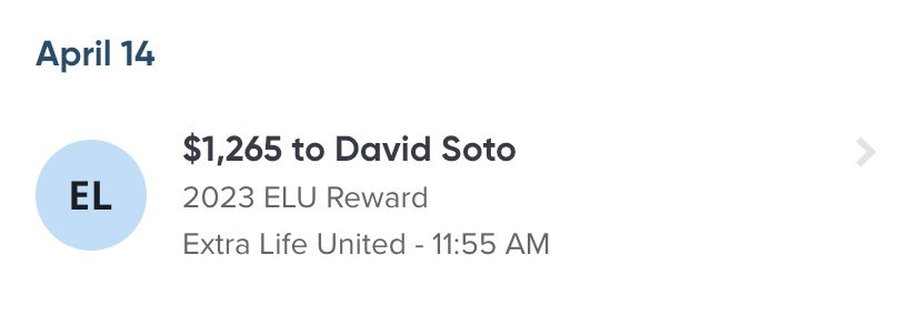 doughboyee's tweet photo. Very excited to see the prize winnings from #ExtraLifeUnited drop into the donations in just a week &amp; finding out I got 2nd place in the Crokinole challenge station against @misfut getting me $1000 more. I finished #ELU2023 with $1265 for the kids at @ChildrensPhila https://t.co/cGP7jZwNV1