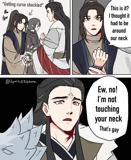 TGCF SPOILER)

The cursed shackles are kinda🤭
#tgcf #xielian #muqing #junwu #meinianqing 