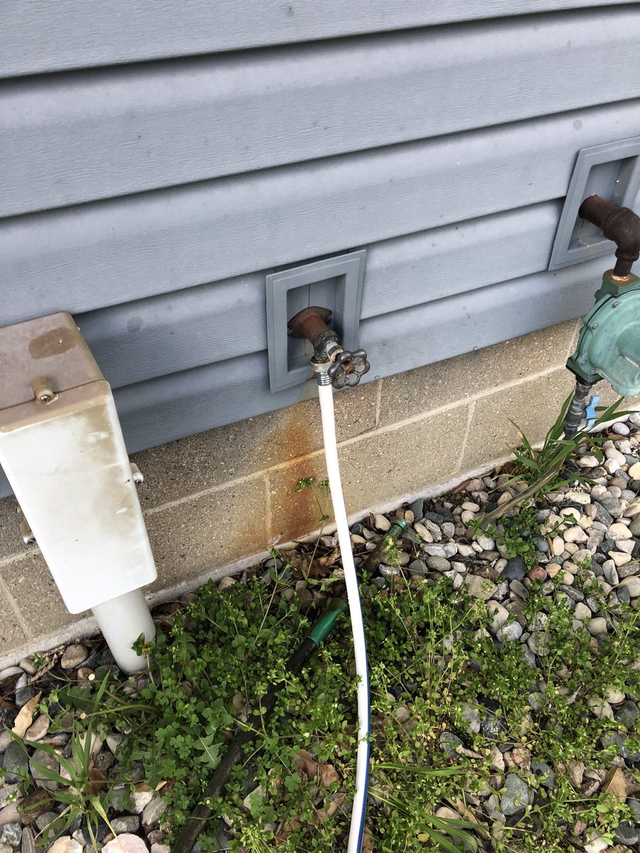 gregbower1's tweet photo. This is what happens when you are part hillbilly/electrical engineer &amp; the new well install guys said we won’t have water until Monday.  Garden hose backfilling the whole house from the new well.  🤣 https://t.co/EGleP1RJLK