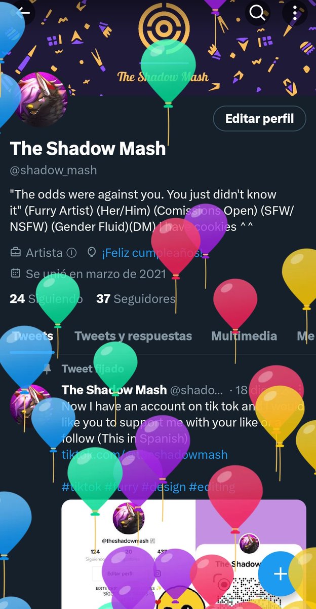 shadow_mash's tweet photo. Thank you all very much for your birthday wishes, the 512 little people are highly valued

Incredible they gave me more purple balloons 

 <3 all a love!! https://t.co/mzFcul87Ap