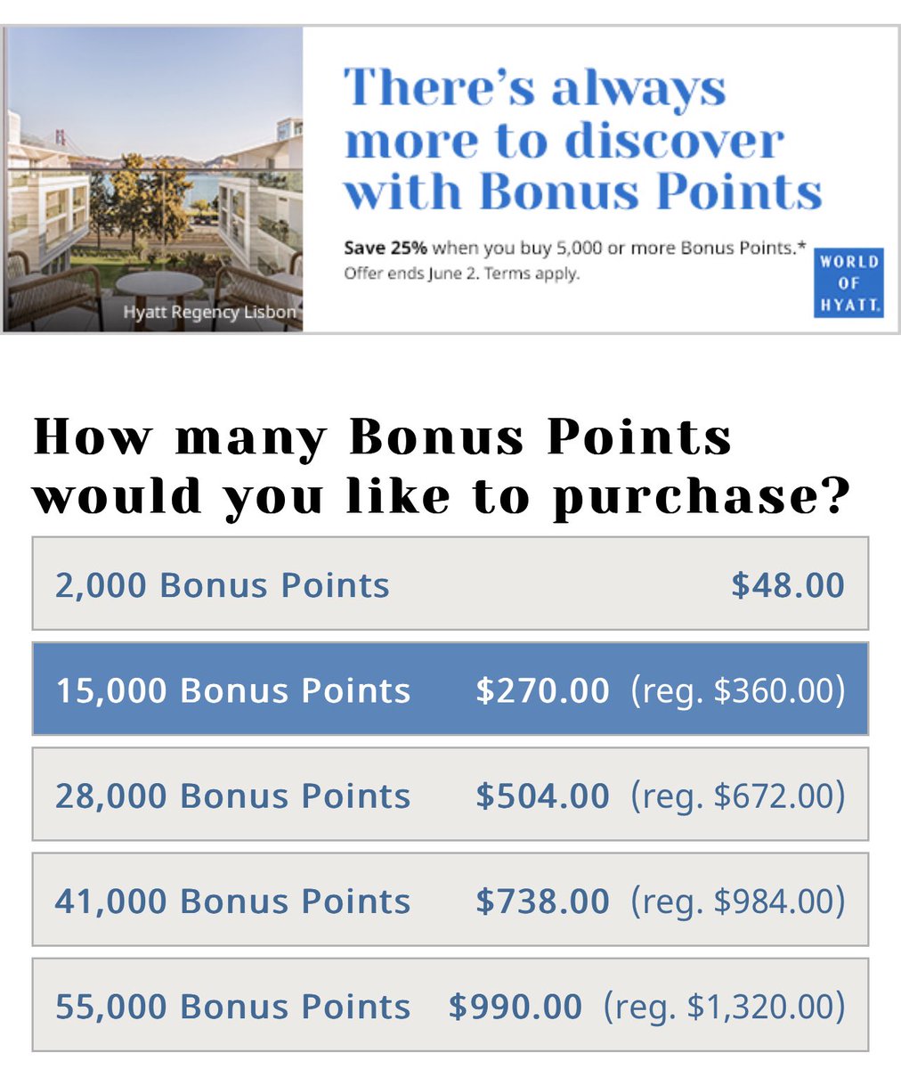 Jay on Twitter "💰 Hyatt is currently selling points with a 25