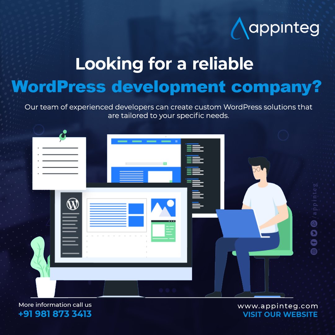 appinteg's tweet image. Looking for a reliable WordPress development company? Our team of experienced developers can create custom WordPress solutions that are tailored to your specific needs.

#wordpress #wordpressdevelopment #wordpressdevelopmentcompany #hirewordpressdeveloper  #appinteg