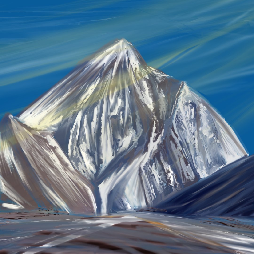 OordinaryArtist's tweet photo. Gm gm 🧡
Here is one of my work from my archives
#K2 #mountK2
The second highest mountain in the world . #Pakistan
Do share what you have in your archives 🧡🌸 https://t.co/t1am0boP3w