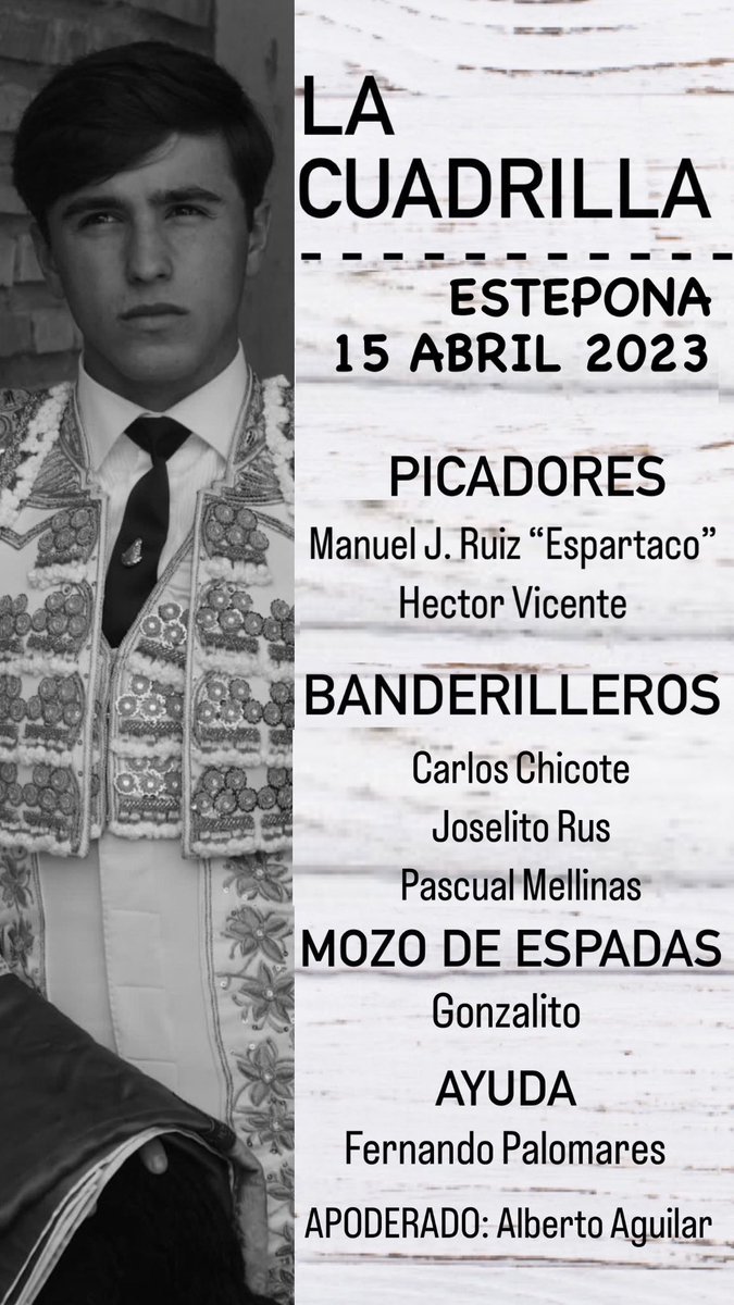 Esta es la cuadrilla que acompañará a Marcos Linares esta tarde en Estepona en el <a href="/ctorosandalucia/">Circuito de Novilladas de Andalucía</a> 

⚠️ (Recordatorio: El festejo será retransmitido en Canal Sur TV a las 18:00)