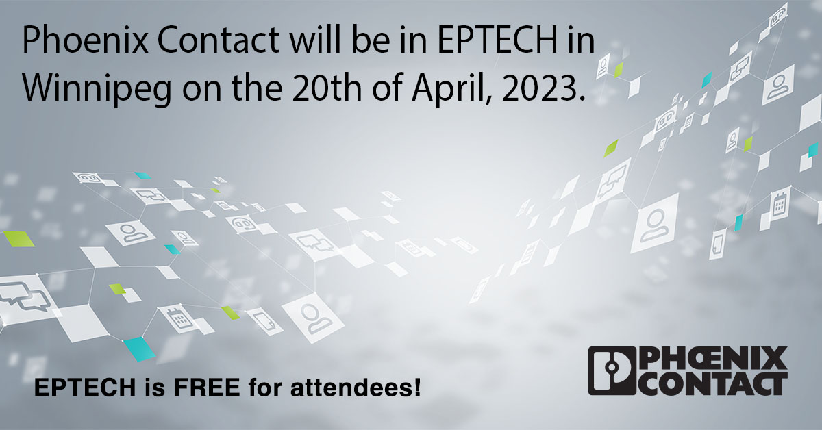 PhoenixContactC's tweet photo. Phoenix Contact will be at EPTECh in Winnipeg!

Location- Victoria Inn Hotel &amp; Convention Centre 1808 Wellington Avenue Winnipeg, MB R3H 0G3
Date/ Time- April 20th, 10am to 4pm CDT.

#phoenixcontact #eptech #tradeshow #industrialnetworking https://t.co/3ZnW3XNkX4