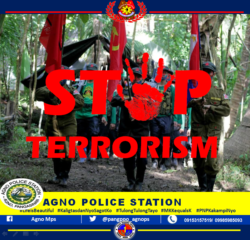 pangppo_agnops's tweet photo. STOP TERRORISM

#LifeIsBeautiful
#KaligtasanNyoSagotKo
#TulongTulongTayo
#MKKequalsK
#PNPKamkampiNyo
#PRO1RegionalDirector
#PDPangasinan
#PangasinanPPO
#LagingHandangMaglingkod
#PulisPangasinanMaaasahan https://t.co/neexA4P2Ws