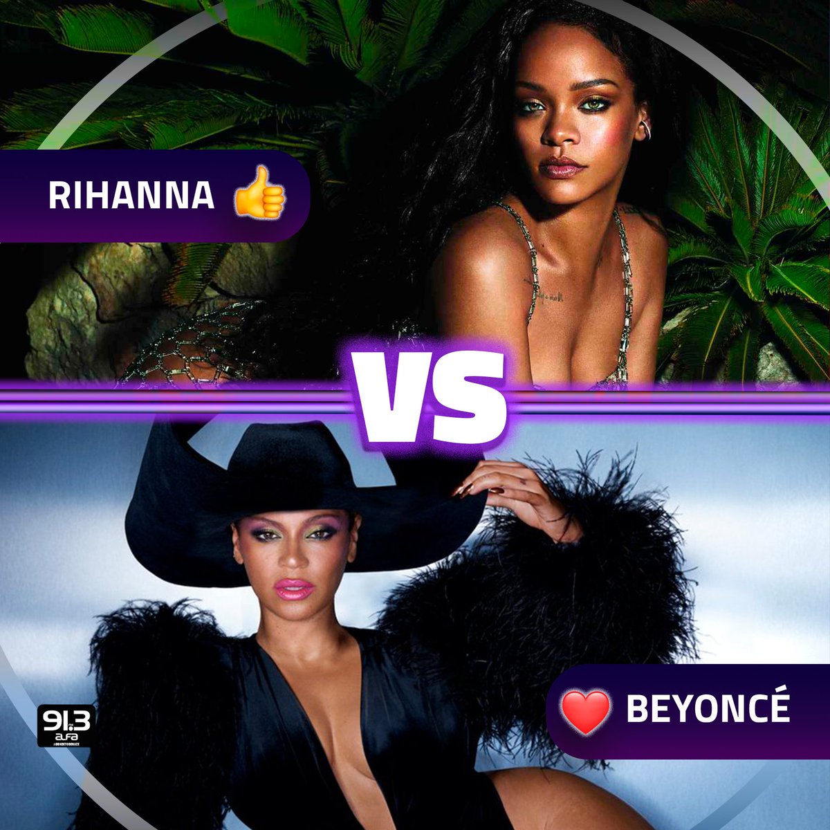 alfa913fm's tweet photo. Duelo de reinas 👑 #Beyonce vs #Rihanna

#TeamQueenB #TeamRriri #QueenB #Riri https://t.co/Kim6cSzWX7