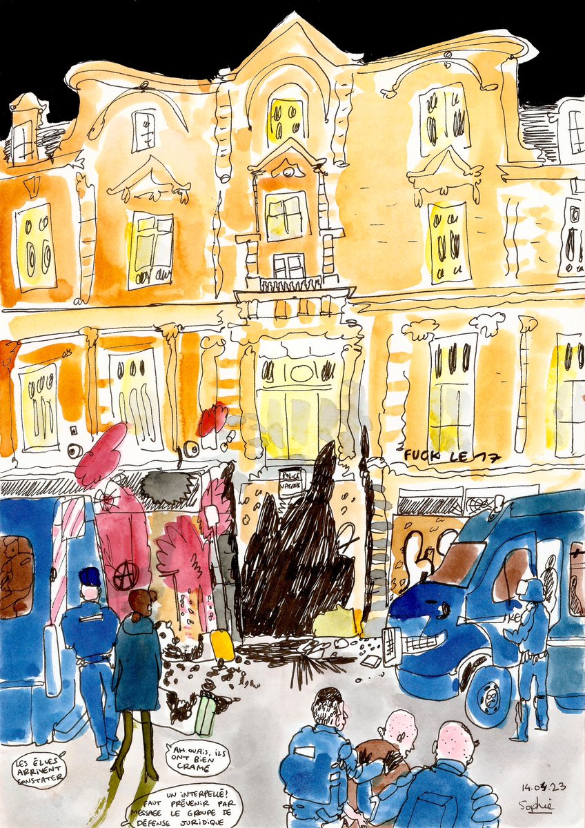 en_cesure's tweet photo. commissariat, couvent, banque, place Sainte Anne, et encore d’autres piquets volants : tout a brûlé à #Rennes, après le passage de la réforme au conseil constitutionnel. l’ambiance était déterminée et musicale 🐛 https://t.co/BzSsyaLWIw