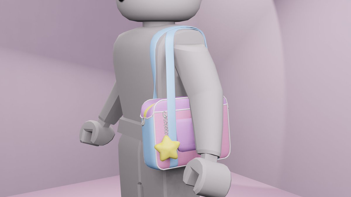 Lalaa1224's tweet photo. #UGCConcept #8! 
Today i did a school bag with pastel colors and this is soo cute i love the star keychain
 #RobloxUGC #UGCConcepts #Roblox #robloxart #RobloxDev #RobloxUGCConcept https://t.co/SUNKDKFzRq