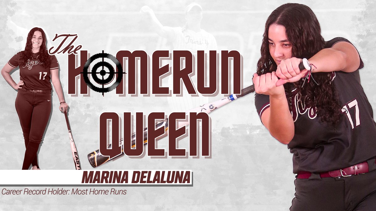 THE QUEEN 👑 #TigerPride Marina Delaluna of @TUSBTigers hit her 16th career homerun tonight, making her the all-time leader at Trinity!!