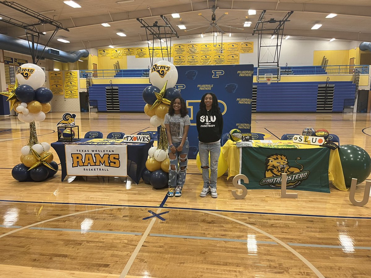PHSbball_girls's tweet photo. Congratulations to @avvarriii  and @jaidaHoops on officially signing to @LionUpWBB &amp; @txweswbb ‼️‼️ we are so proud of you two! Bright futures ahead‼️🏀 @PfISDAthletics #pfamily #4thaVille https://t.co/GySDJLirLq