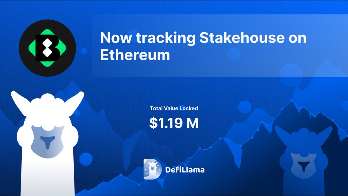 DefiLlama's tweet photo. Now tracking Stakehouse @blockswap_team on @ethereum 

Stakehouse puts ETH on any L1/L2 through ETH validators. After staking, and registering their validator, users receive dETH (Multichain ETH) and SLOT Tokens (liquid validator). This is a 100% non-custodial process https://t.co/7OxPCWewT6