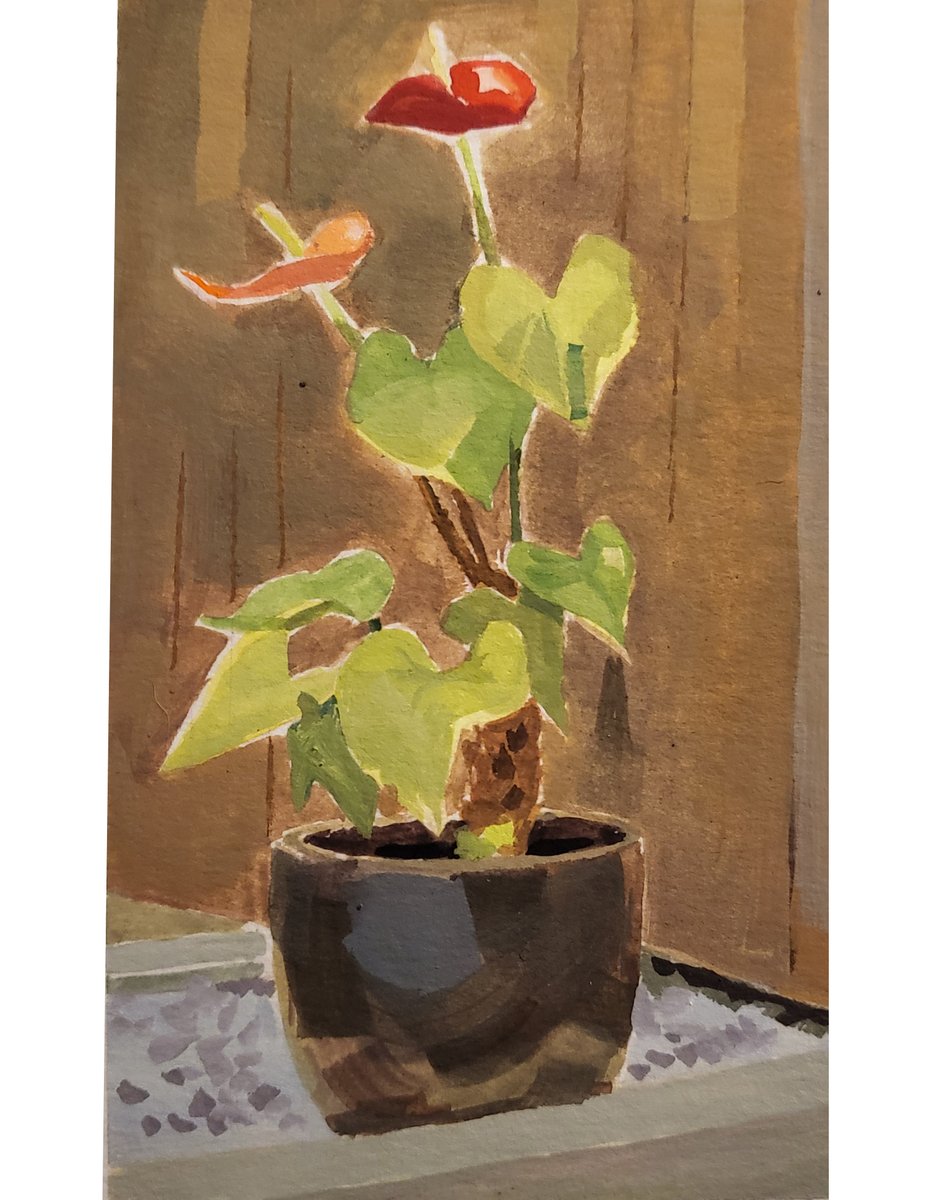 #Pleinairpril 14/30!! Shout out to the library (where I painted this potted plan in) I love her