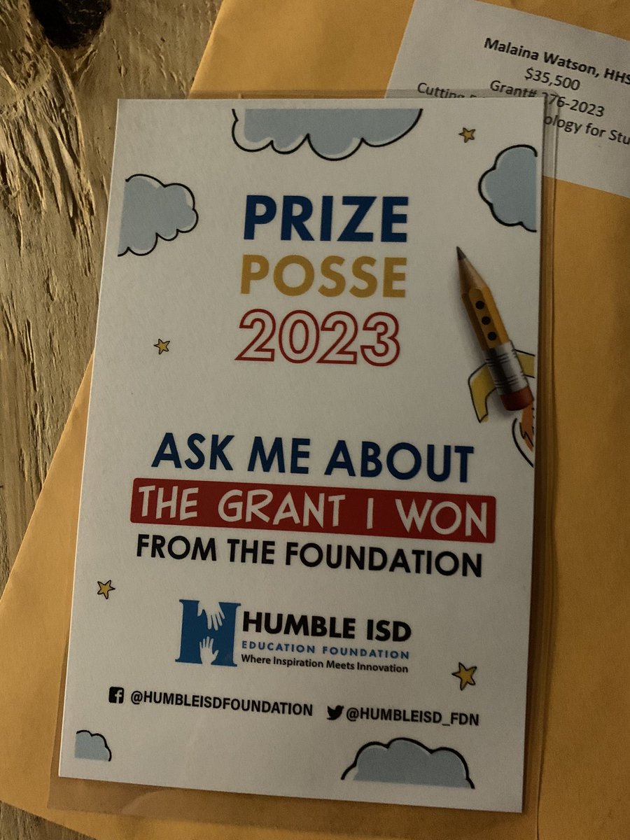 Thank you so much to the Humble ISD Education Foundation for the $35,500 grant to get the HHS students a brand new Torchmate cutting torch! Projects will be next level with this amazing tool. Never in a million years did I think I would get to be the lucky winner🏆💜